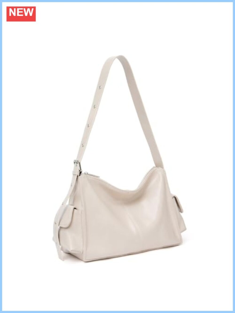 Vegan Leather Slouchy Hobo Shoulder Bag Adjustable Strap